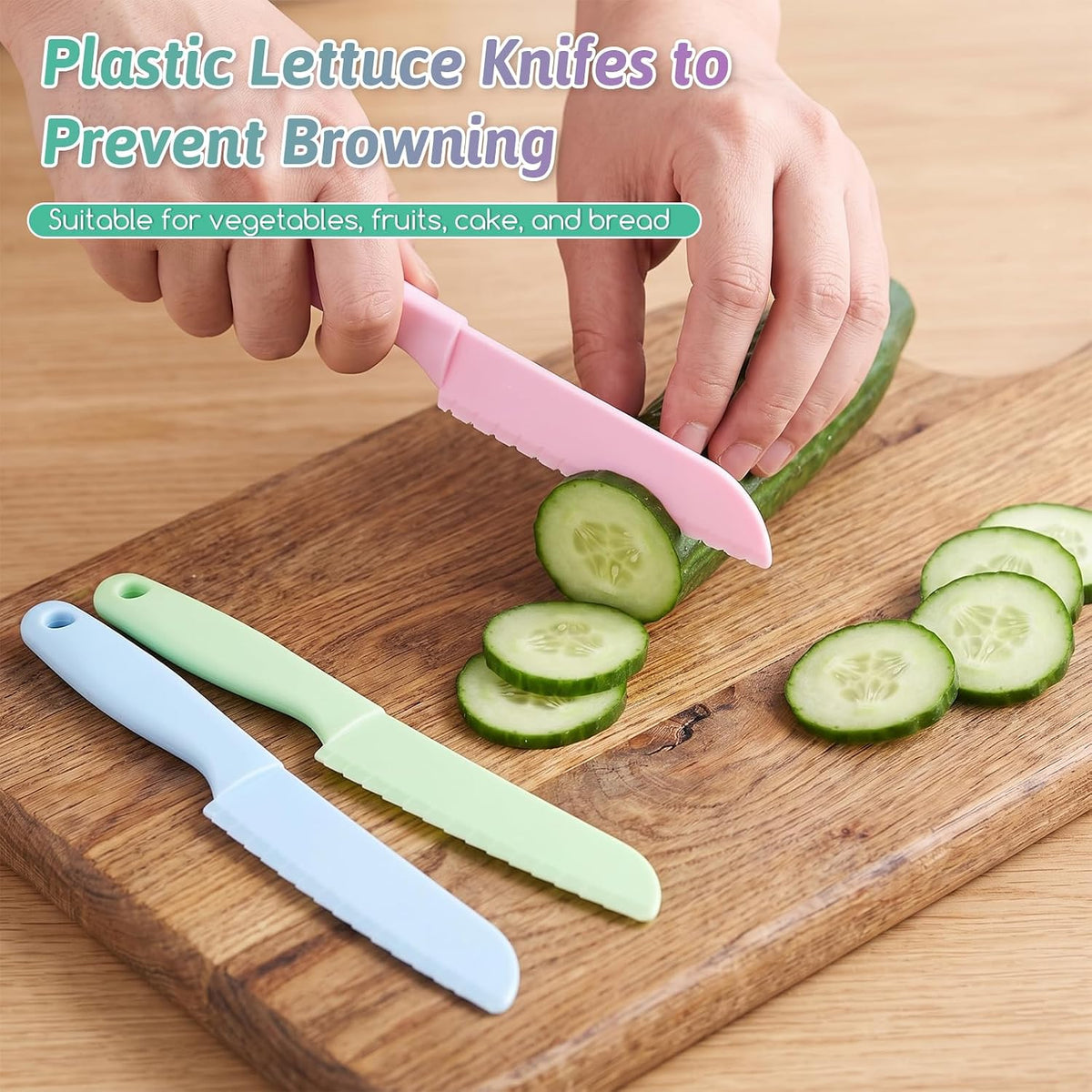 10 Pcs Lettuce Knife Cutter Set, 8.5 Inch Plastic Cake Knife