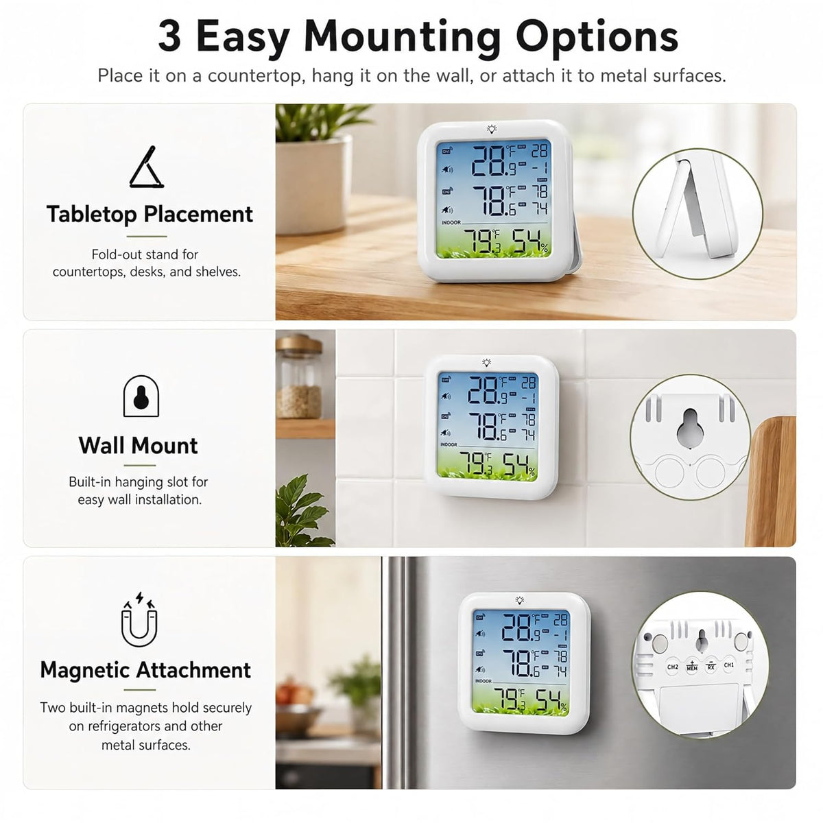 Refrigerator Thermometer with Alarm Freezer Thermometer with 2 Probes