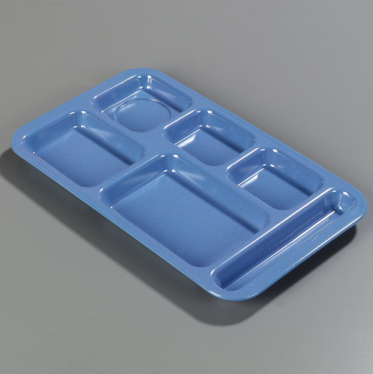Carlisle FoodService Products Melamine Lunch Tray with 4 Compartments, Right Handed Cafeteria Tray with Divided Compartments for Food, 10" x 9.75", Dark Blue