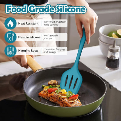 LIANYU 14 Pcs Silicone Kitchen Utensils Set with Holder, 446°F Heat Resistant Silicone Cooking Kitchen Utensils Spatula Set, Non-Stick & Dishwasher Safe Cooking Tools, Comfort Grip Handle, Black