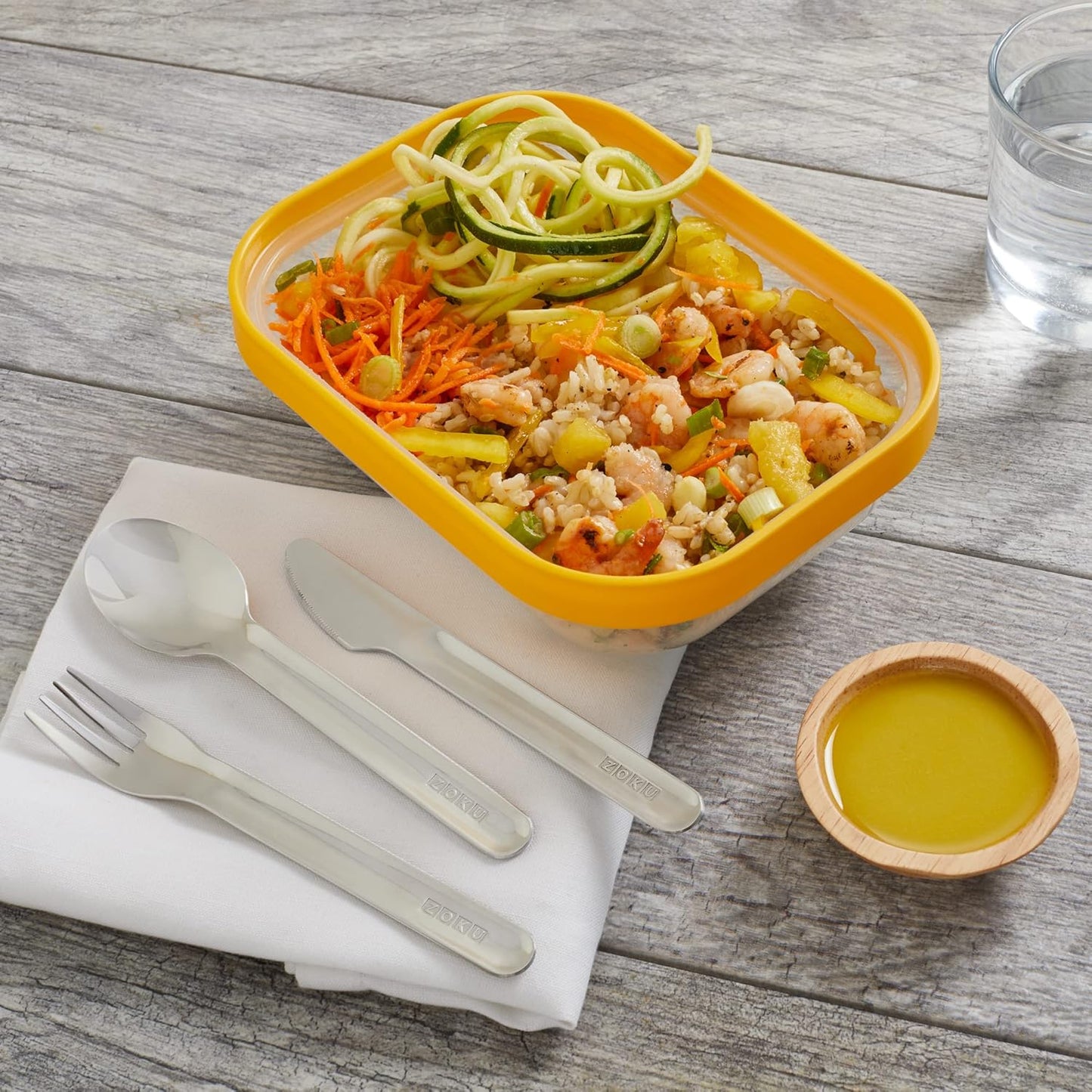 ZOKU Pocket Utensil Set, Blue - Stainless Steel Fork, Knife, and Spoon Nest in Case - Portable Design for Travel, School, Work, Picnics, Camping and Outdoor Home Use