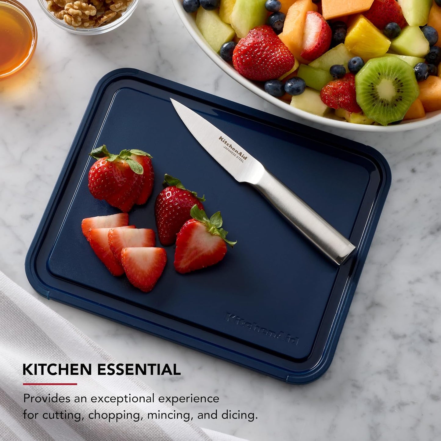 KitchenAid Classic Plastic Cutting Board with Perimeter Trench and Non Slip Edges, Dishwasher Safe, 12 inch x 18 inch, Gray