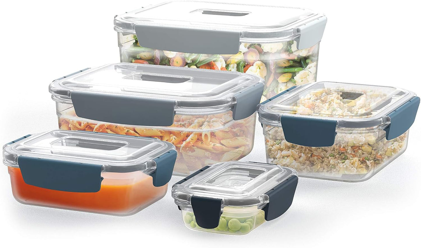 Joseph Joseph Nest Lock Plastic BPA Free Food Storage Container Set with Lockable Airtight Leakproof Lids, 10-Piece, Multi-Color