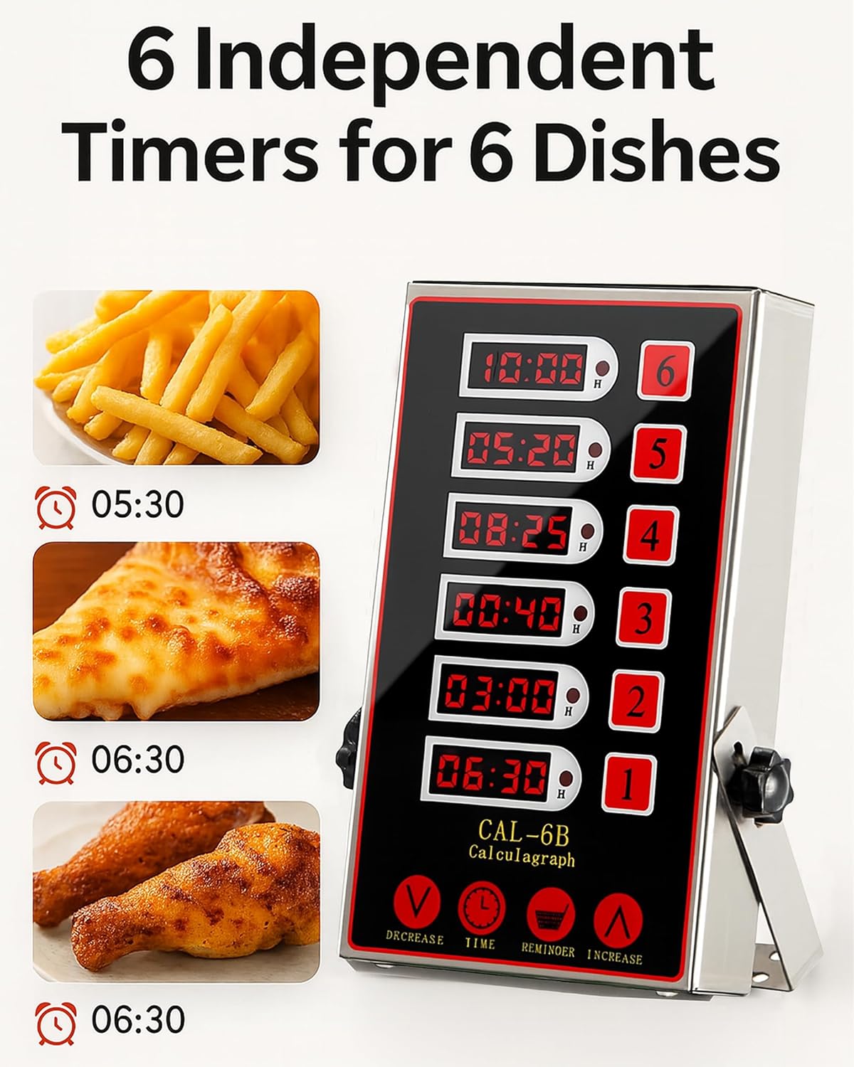 Commercial 8 Channels Digital Kitchen Timer, Calculagraph Fry Timer