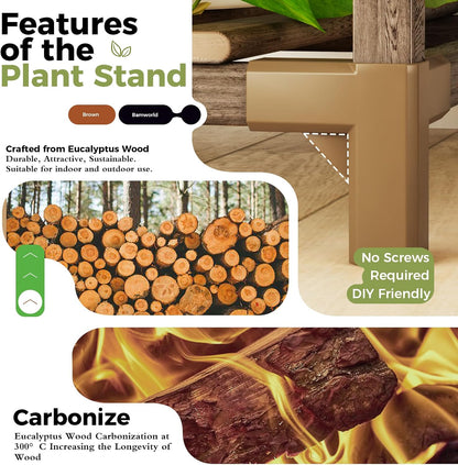 Bamworld Plant Stand Indoor Plant Shelf Outdoor Wood Plant Rack