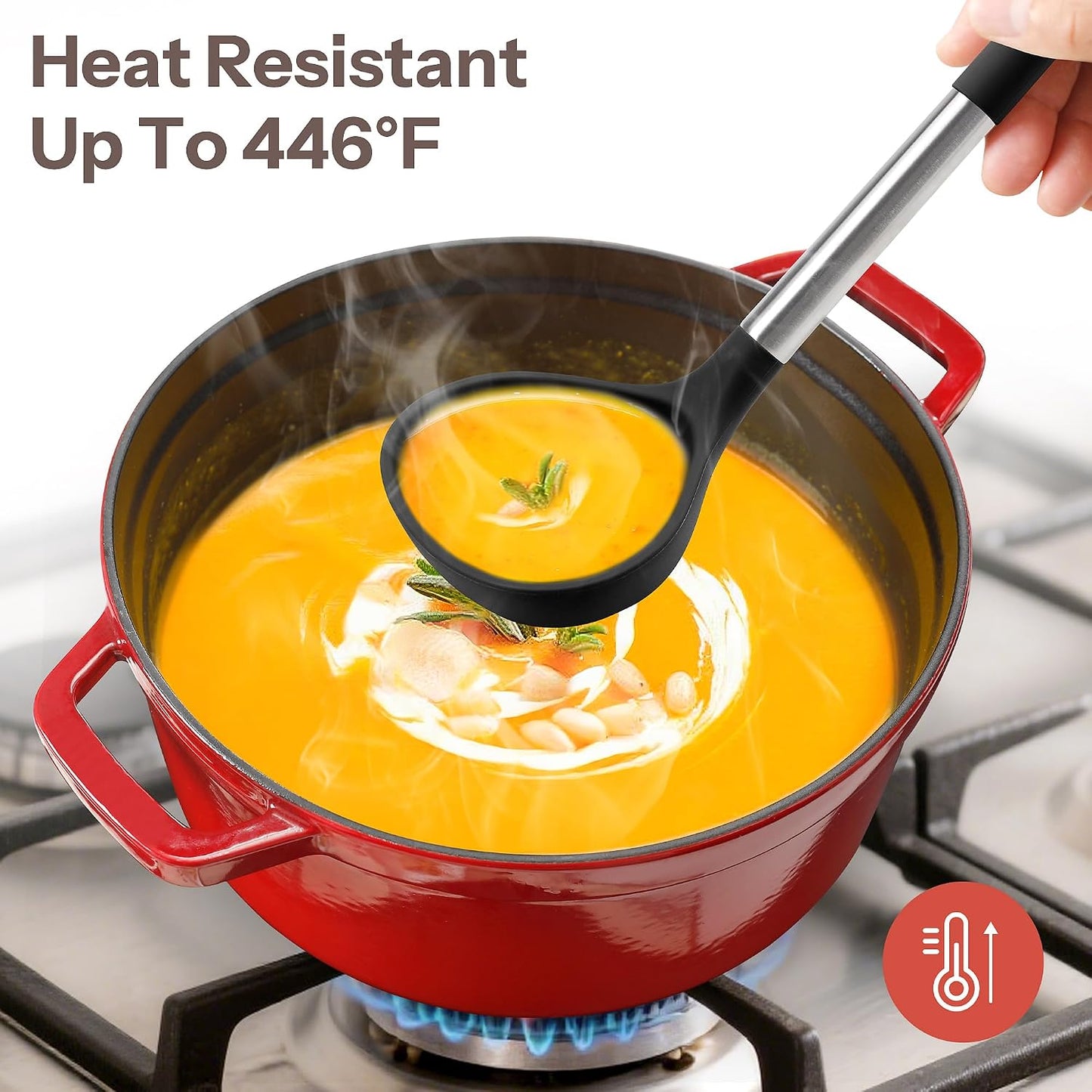 NCUE Silicone Cooking Utensils Set, 28 Pcs Kitchen Utensils Set 446°F Heat Resistant Spatula Set, Food Grade Silicone and Stainless Steel Handle Kitchen Gadgets for Nonstick Cookware BPA Free