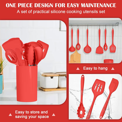 HaWare Kitchen Utensils, 14 PCS Silicone Cooking Utensils Set, Heat Resistant Kitchen Utensils for Non-stick Cookware, Kitchen Gadgets Tools with Spoons, Spatulas, Whisk, Dishwasher Safe (Black)