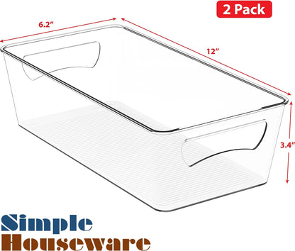 Simple Houseware 4 Pcs Pantry Clear Bin Storage Organizer, 14" x 7" x 3.75"