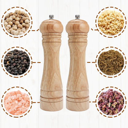 Gulex Wood Pepper Grinder Pepper Mill Adjustable Coarseness 8 Inch Retro