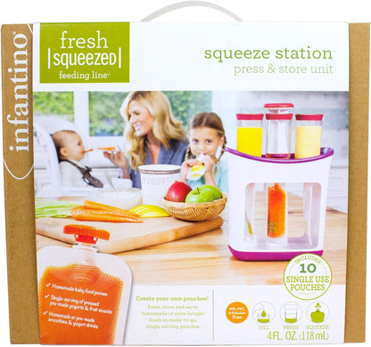 Infantino Squeeze Station for Homemade Baby Food, Pouch Filling Station for Puree Food for Babies and Toddlers, Dishwasher Safe and BPA-Free