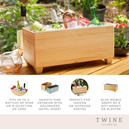 Twine Cheers Beverage Tub, Galvanized Tubs for Entertaining, Drink Buckets for Parties, Large Ice Tub and Gift Basket, Beer Buckets, Cream, 6.3 Gallons Set of 1
