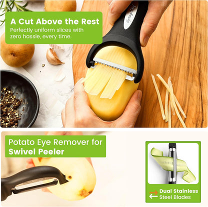 Spring Chef Swivel Potato Peeler & Julienne Vegetable Peeler w/Soft Handle