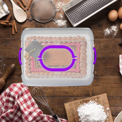 2in1 Cupcake Carrier and Cake Keeper with Lid, Rectangle Pie Carrier,Large Portable Storage Container for Storing 12 Cupcakes or 1 Large Cake (Blue)