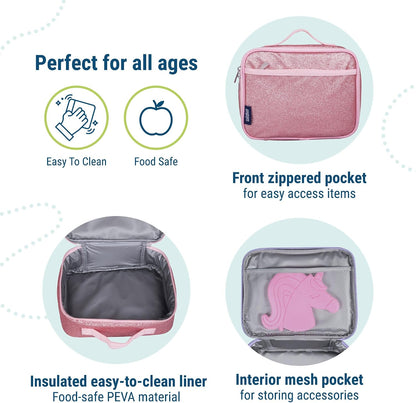 Wildkin Kids Insulated Lunch Box, Keeps Food Hot or Cold, BPA-Free with Mesh Pockets & Easy-Clean Lining – Ideal for School, Travel & Daycare – Holographic