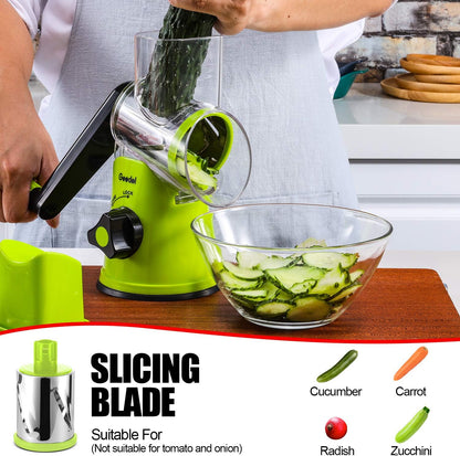 Geedel Rotary Cheese Grater Hand Crank, Cheese Shredder Vegetable Slicer