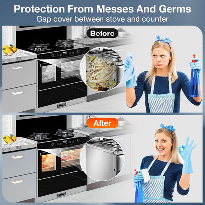 2PCS Kitchen Stove Counter Gap Covers Stainless Steel (13.8"-27.5" Silver)