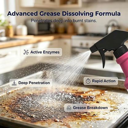 Fast-Acting Heavy-Duty Grill Degreaser Spray, 120ml BBQ Grill and Grate Cleaner Spray with Gloves, All Purpose Oven Degreaser Cleaner for Barbecue Grills, Smoky Stains and Stubborn Grease (2PCS)