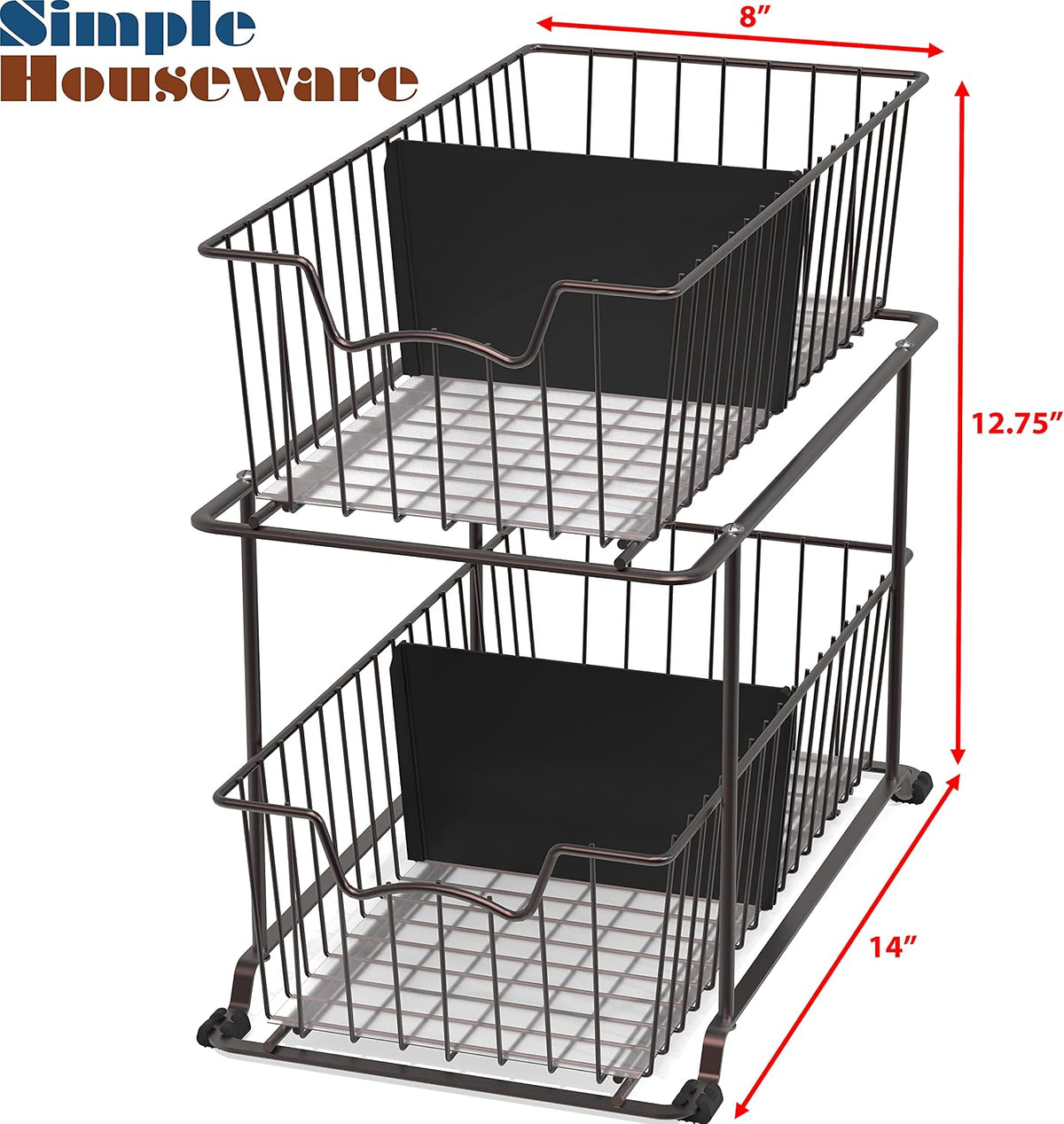 Simple Houseware 2 Tier Cabinet Wire Basket Drawer Organizer, Grey