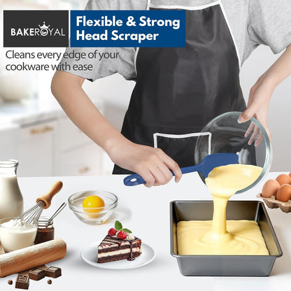 BakeRoyal Silicone Spatula Set - 4-Piece Rubber Spatulas Silicone Heat Resistant 600°F for Everyday Task - Seamless Design Kitchen Spatulas for Nonstick Cookware - Royal Blue