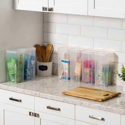 IRIS USA Vertical Storage Bins with Lids |Made in USA| Flip Top Containers for Organizing Pantry, Office, Craft, and Study Supplies - Small (10-Pack)