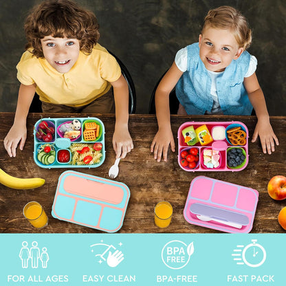 MaMix Bento Box Adult Lunch Box, Lunch Box Kids, Lunch Containers for Adults/Kids/Students,1300ML-4 Compartment Bento Box (purple)