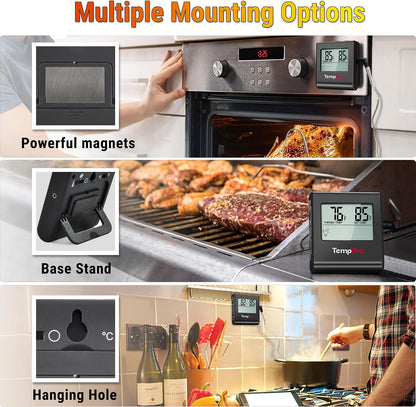 TempPro TempTrack Large LCD Digital Meat Thermometer for Cooking, Smoking