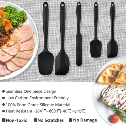 5-Pack Silicone Spatula Set – Heat-Resistant Baking, Cooking & Mixing Tools, Seamless Design, Non-Stick & Easy to Clean, Aqua Sky