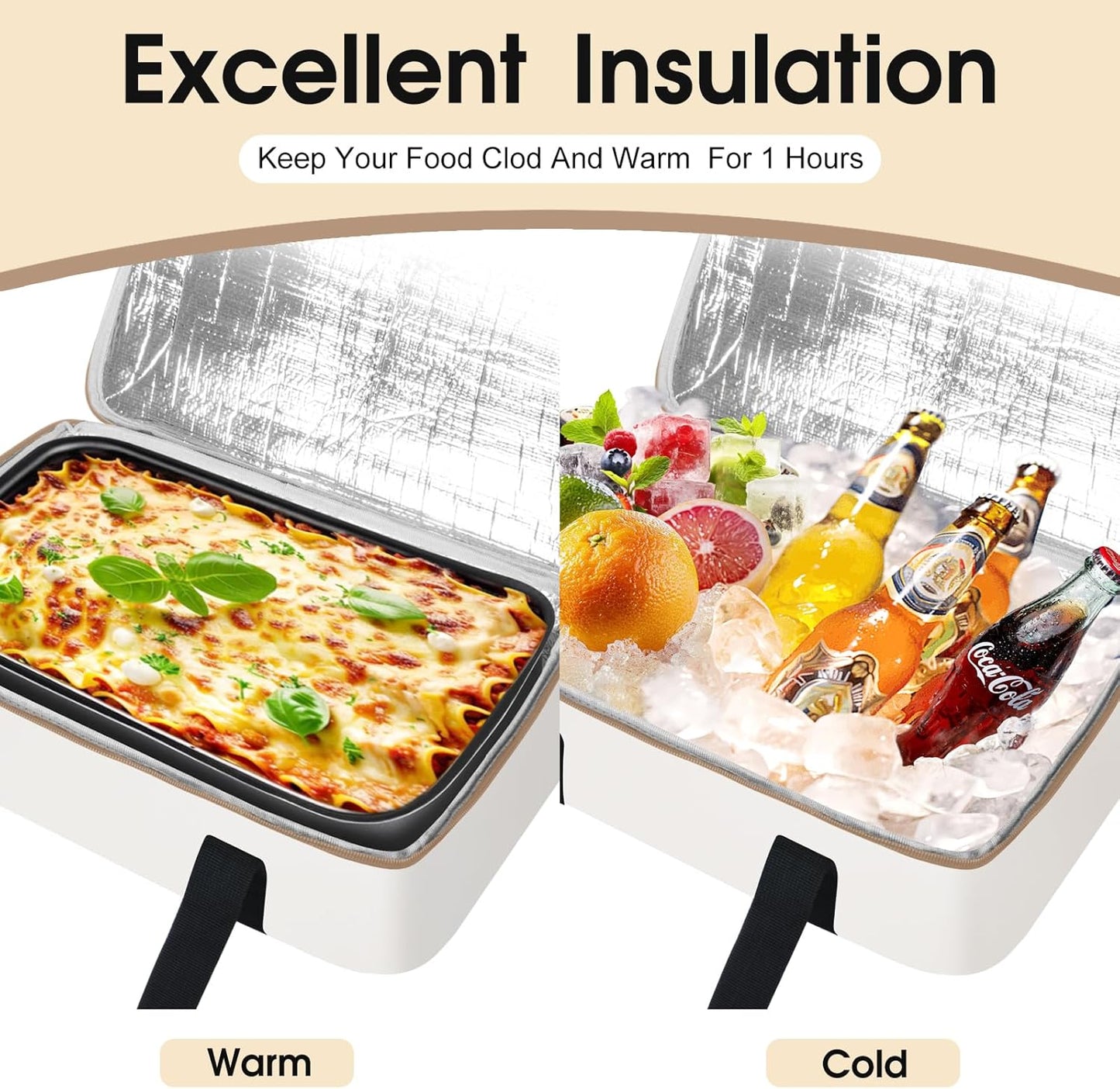 Insulated Casserole Carrier, Portable Casserole Carrier for Hot or Cold Food Lunch Tote Warmer or Cooler Bag, Lasagna Lunch Bag for Potluck Parties- Fits 9" x 13" Baking Dish-Charcoal Grey