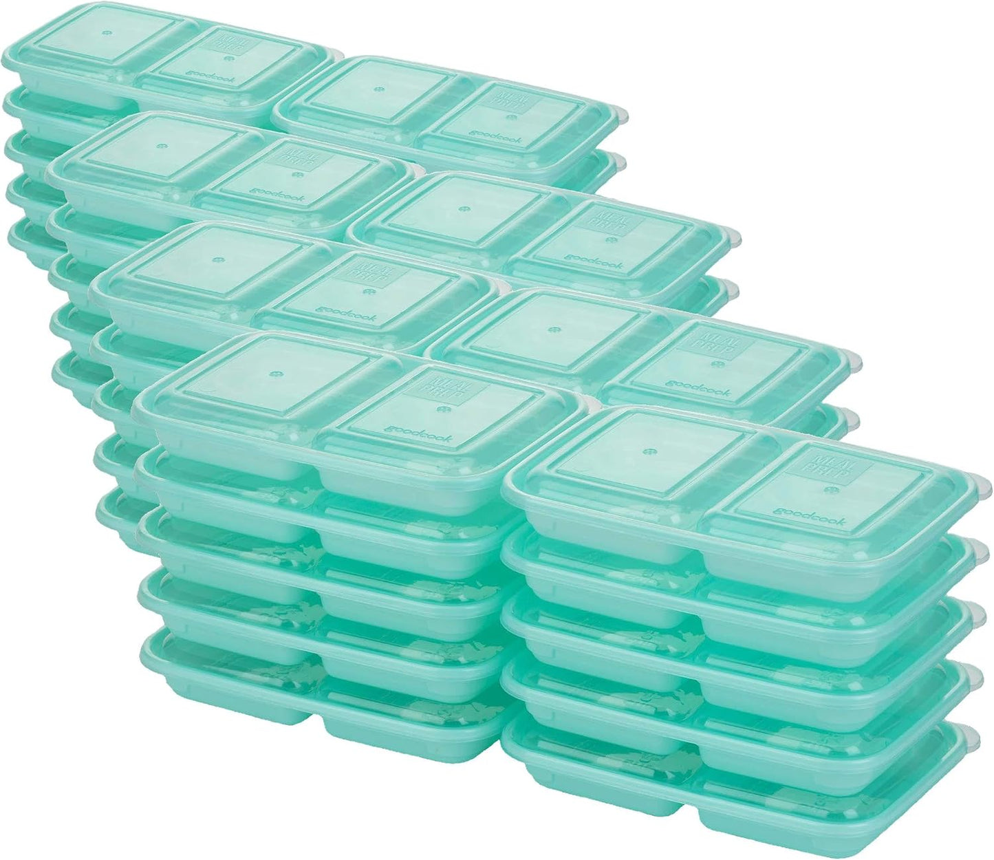 GoodCook 2-Compartment Food Storage Container Set with Snap-Shut Lids, Reusable Divided Snack Containers with Lids, Set of 10, Blue