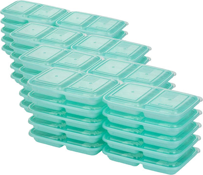 GoodCook 2-Compartment Food Storage Container Set with Snap-Shut Lids, Reusable Divided Snack Containers with Lids, Set of 10, Blue