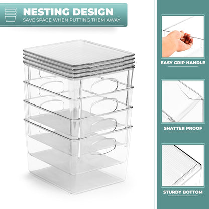 Sorbus 8-Pack Small Clear Plastic Storage Bins – Organizers for Kitchen, Pantry, Fridge, Cabinet & Refrigerator