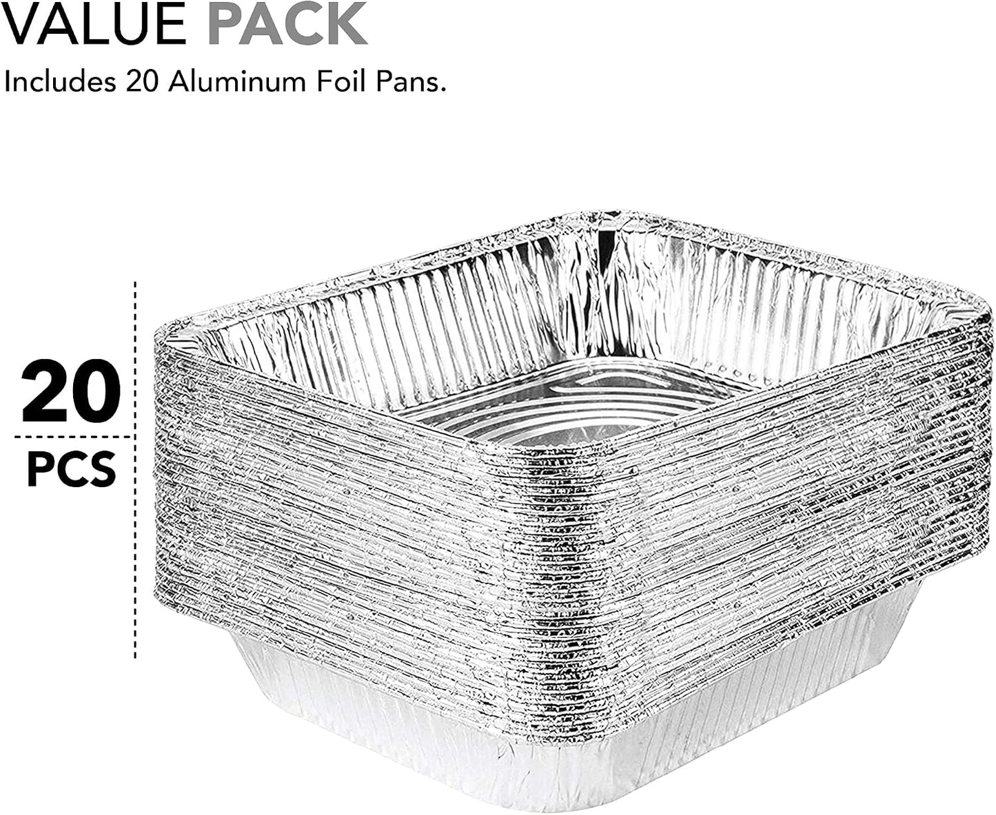 Stock Your Home 9x13 Aluminum Trays with Lids (10 Pack) – Disposable Half Size Deep Pans for Cooking, Storage, BBQ, Grilling, Catering