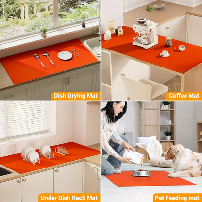 Food Grade Silicone Table Protector Mat 47x24 Inch, Heat Resistant Desk Pad for Baking/Painting/Resin/Welding, Non-Slip Waterproof Surface Easy Clean (3 Colors) (Gray)