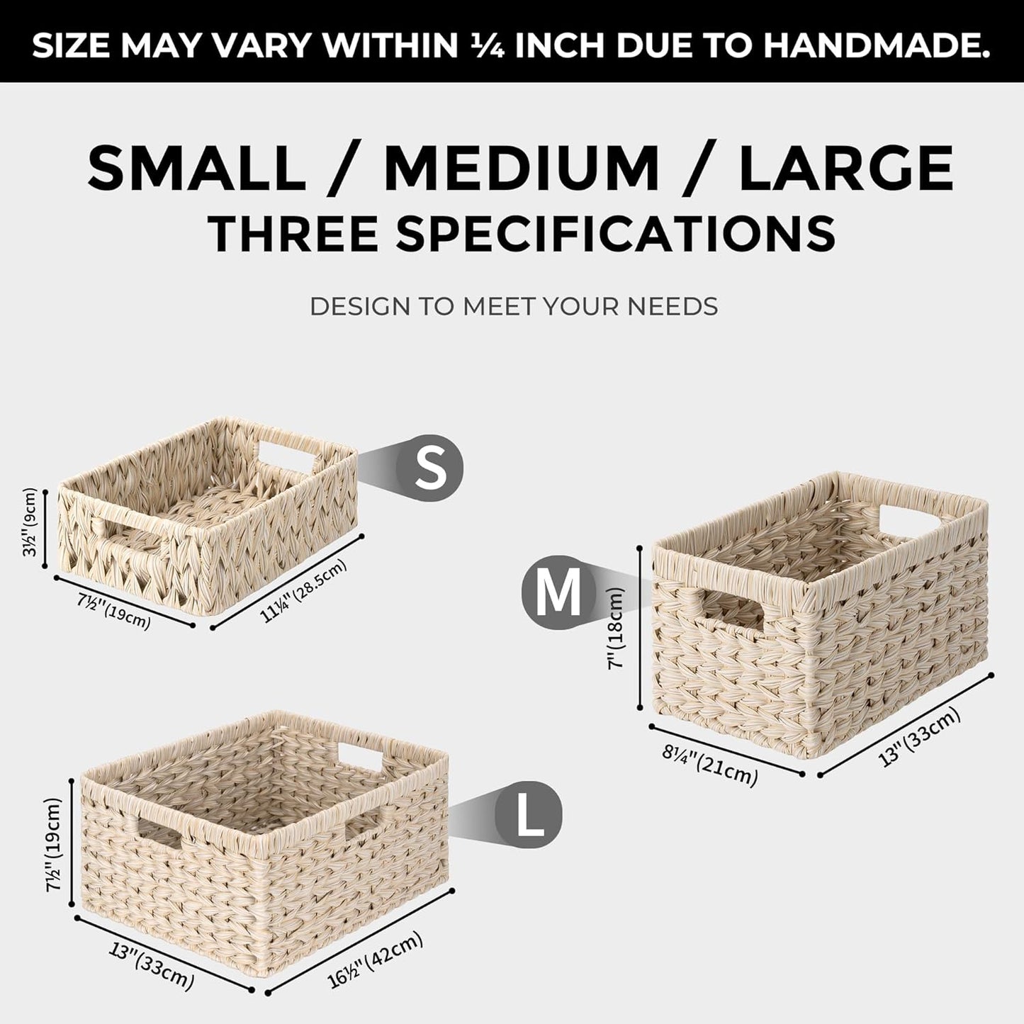 GRANNY SAYS Wicker Storage Baskets for Shelves, Water Hyacinth Basket with Scalloped Edge, Storage Wicker Baskets for Pantry, Large, 2-Pack