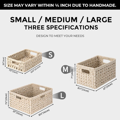 GRANNY SAYS Wicker Storage Baskets for Shelves, Water Hyacinth Basket with Scalloped Edge, Storage Wicker Baskets for Pantry, Large, 2-Pack