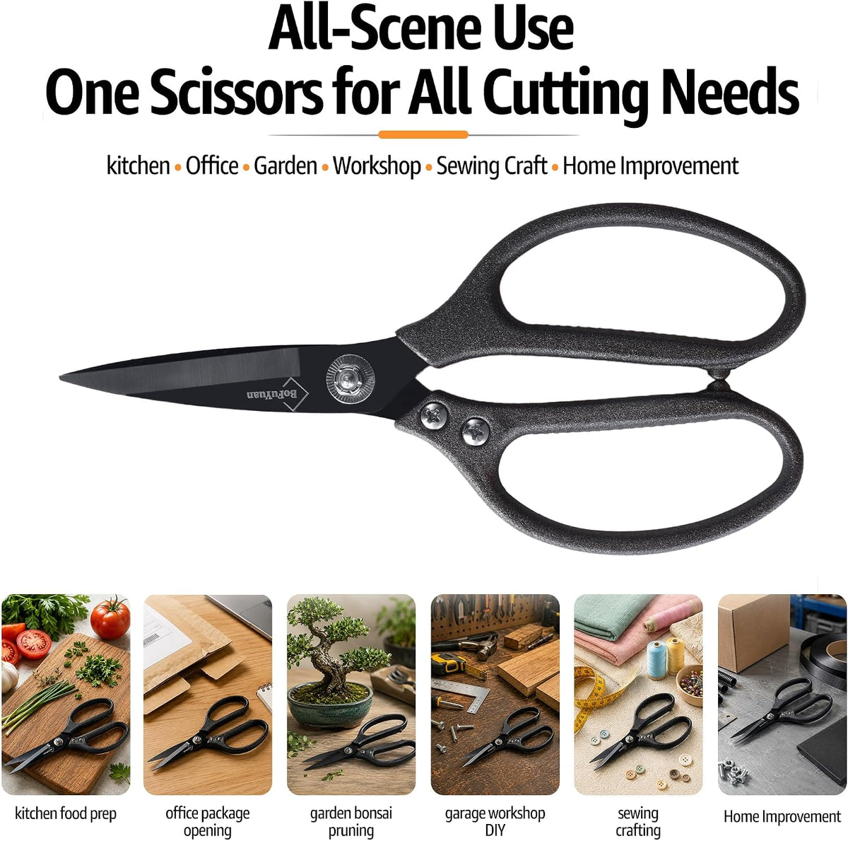BoFuYuan Heavy Duty Scissors for Cutting Carpet Cardboard Leather Fabric