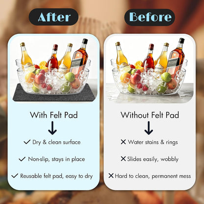 Kochorie 2 Pack Ice Buckets for Parties 5.5L Large Clear Acrylic Beverage Tubs with 2 Scoops 2 Felt Mats, Champagne Buckets Tub for Beer Drinks Mimosa Cocktail Bar Supplies Outdoor Events