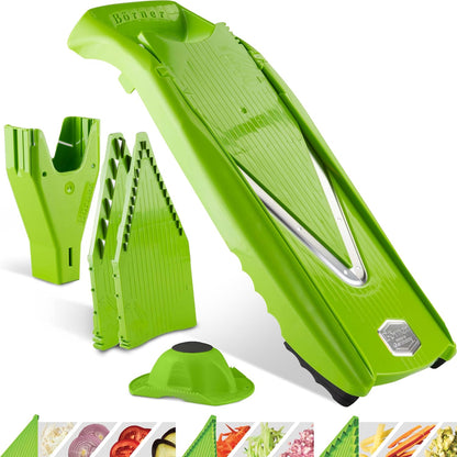 Börner Mandoline Slicer V5 (Basic Set) • Vegetable V-Slicer for Slices in 4 Thickness Settings • Stainless Steel V-Blade • Adjustable Kitchen Slicer for Vegetables & Fruits • Color: Green