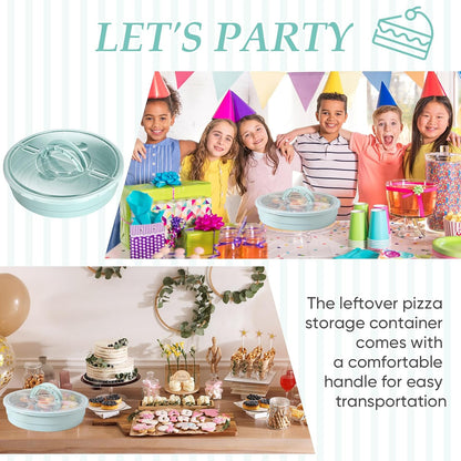 2 Pcs 12'' Pie Containers with Lids and Handle, Plastic Pizza Carrier with Cover Airtight Food Storage Reusable Cake Keeper Holder for Cheesecake Cookie Desert Tortilla Pastry(Green)