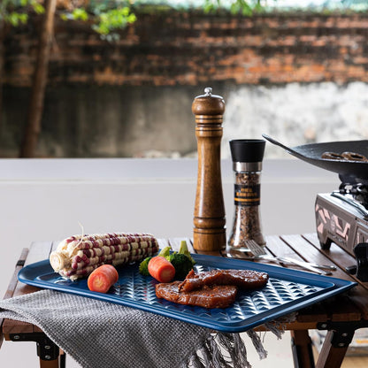 LEHAHA Grilling Prep and Serve Trays, BBQ Serving Platter, Melamine Serving Trays for Food, Set of 2, Great Gift for Father's Day, BBQ Lovers, Prefect for Chrismas Festival and Everyday use.