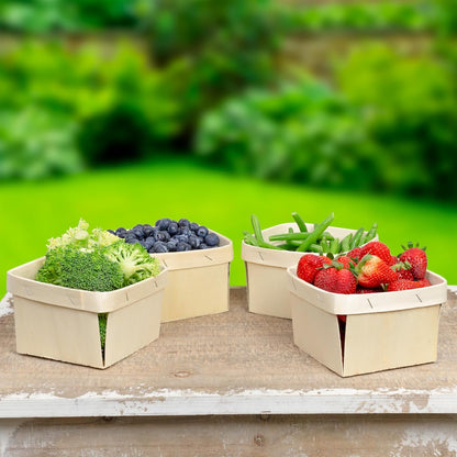 Cornucopia Brands Quart Wooden Berry Baskets (8-Pack); 5.75-Inch Square Vented Wood Boxes for Fruit Picking, Easter or Arts & Crafts