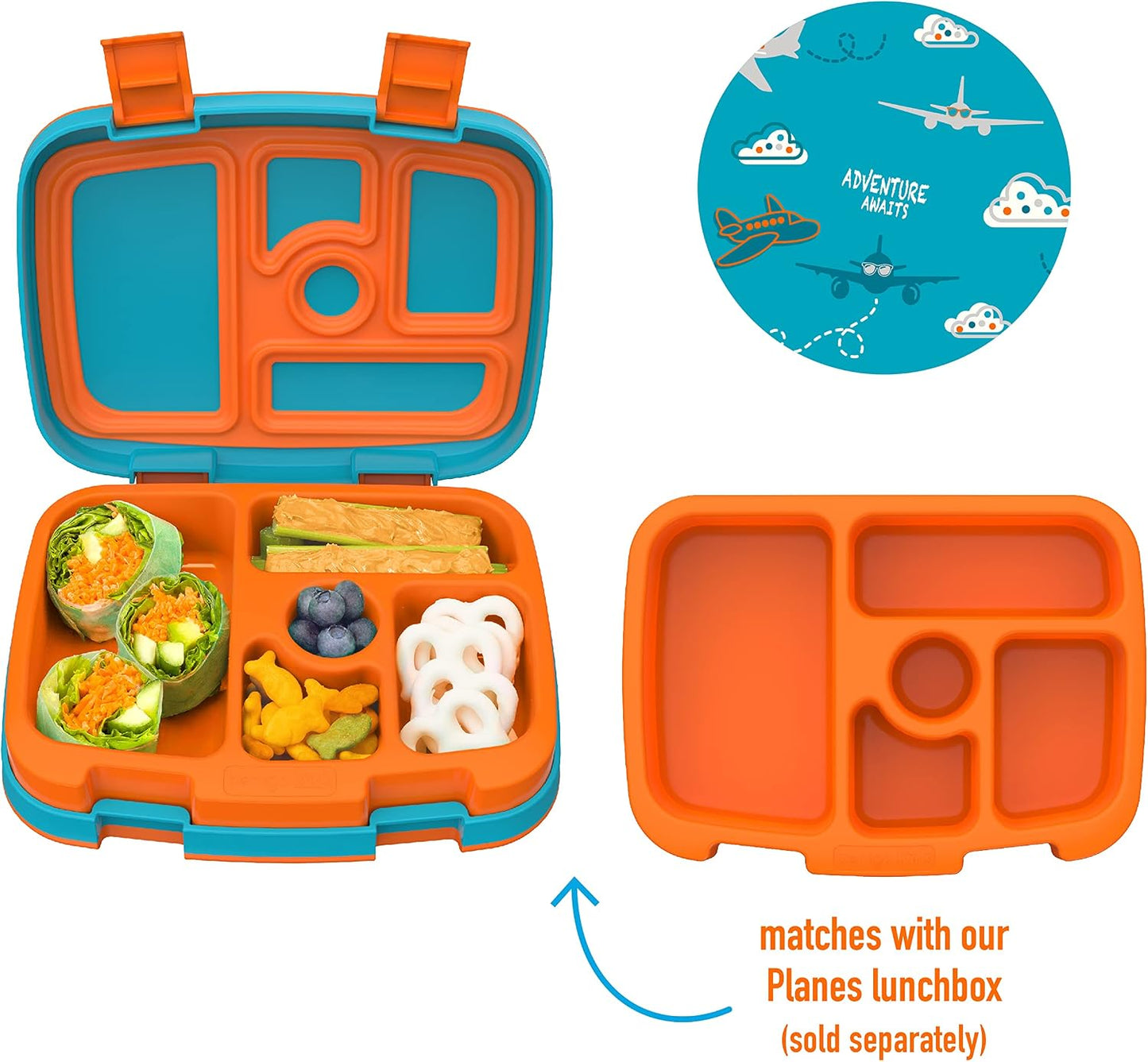 Bentgo® Kids Prints Tray with Transparent Cover - Reusable, BPA-Free, 5-Compartment Meal Prep Container with Built-In Portion Control for Healthy Meals At Home & On the Go (Mermaids in the Sea)