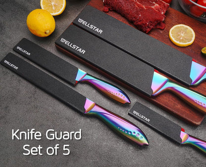 WELLSTAR Knife Edge Guards 8 Inch, Universal Blade Covers, BPA Free ABS Protective Blade Sheaths, Non-Scratch Felt Lining Kitchen Knives Covers (Knives not included)