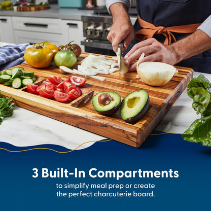 Sonder Los Angeles Doheny Wood Cutting Board Set | Acacia Edge Grain Cutting Board for Kitchen with Juice Groove | Perfect for Compact Daily Use | Gift Box Included | 14x10x1 in & 12x8x1 in