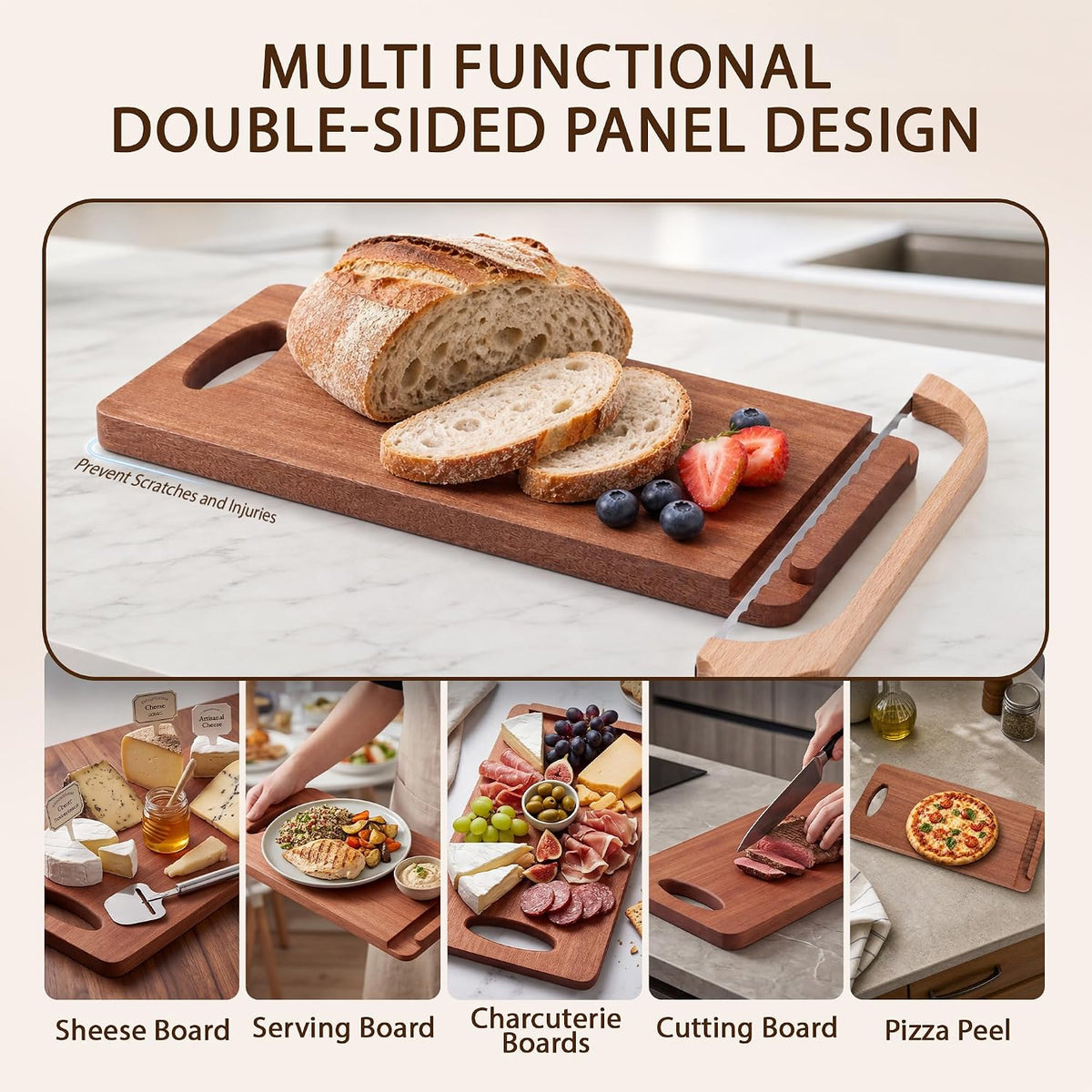 Bread Knife and Cutting Board Kit,with Adjustable Thickness