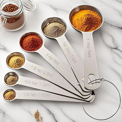 TILUCK Stainless Steel Measuring Cups & Spoons Set,Coffee Scoop Spoon,Kitchen Gadgets for Cooking & Baking,Set of