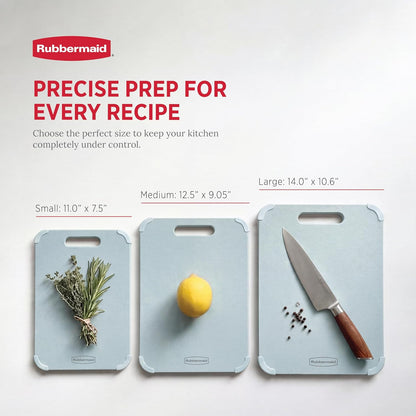 Rubbermaid 3pc Reversible Wheat Fiber Cutting Board Set | BPA Free Non Toxic Cutting Boards for Kitchen – Dishwasher Safe, Non-Slip Corners & Lightweight | For Meat, Veggies & Fruits