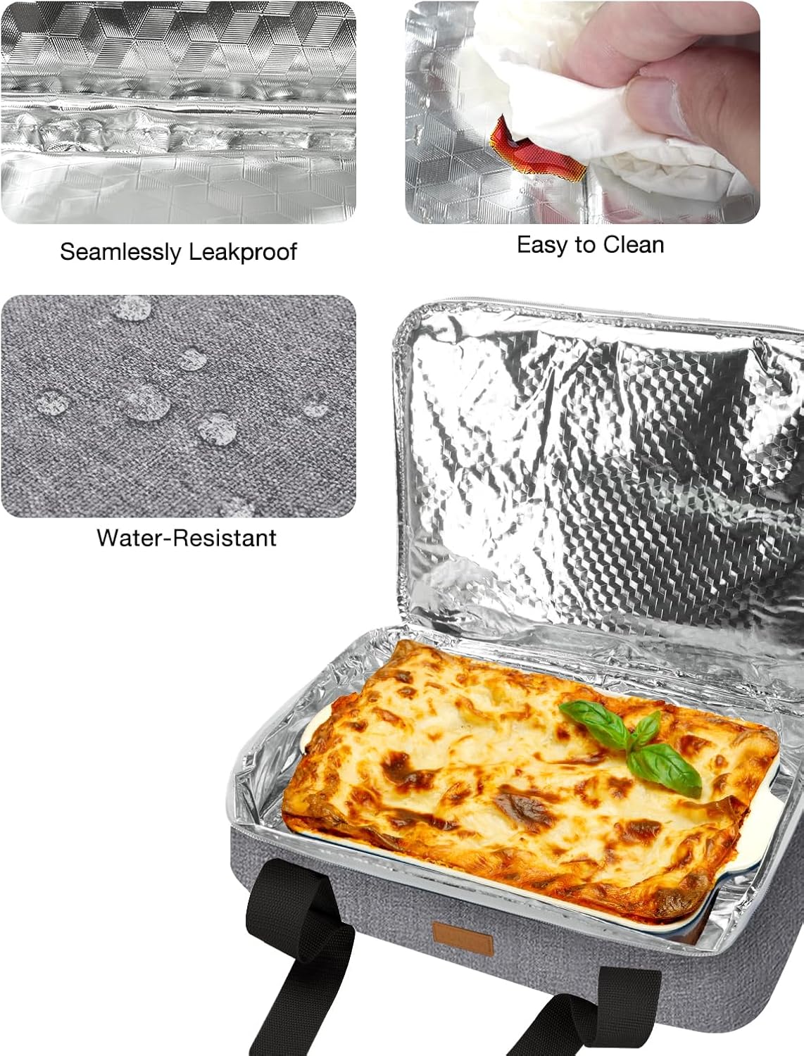 Casserole Carrier Bag, Single Insulated Food Bag, Hot Cold Lasagna Holder Tote for Picnic, Potluck or Travel, Lightweight Picnic Bag