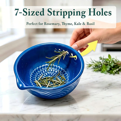 3-in-1 Ceramic Grater Bowl,Garlic Ginger Grinder with Herb Stripper