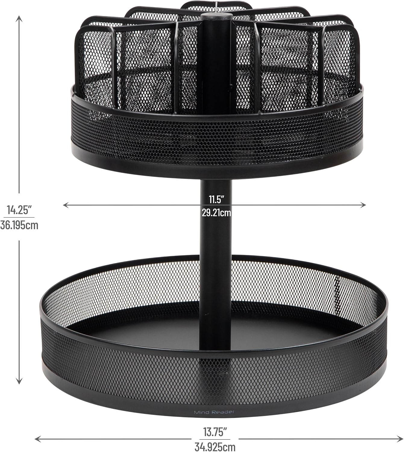 Mind Reader 2-Tier Snack Carousel, Countertop Organizer, Snack Tray, Breakroom, Kitchen, Black